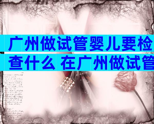 广州做试管婴儿要检查什么 在广州做试管婴儿需要多少钱
